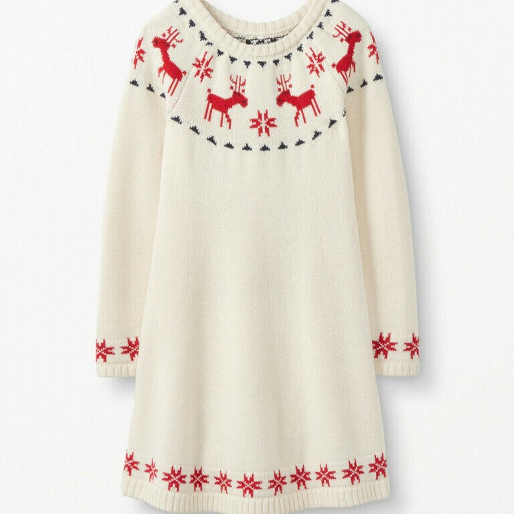 Hanna Andersson 150 US 12 yr Dear Deer Holiday Sweater Dress